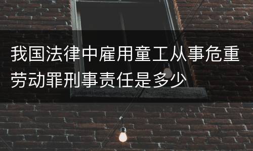 我国法律中雇用童工从事危重劳动罪刑事责任是多少