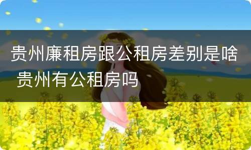 贵州廉租房跟公租房差别是啥 贵州有公租房吗