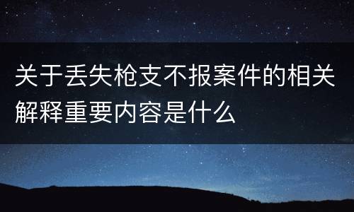 关于丢失枪支不报案件的相关解释重要内容是什么