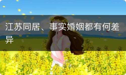 江苏同居、事实婚姻都有何差异