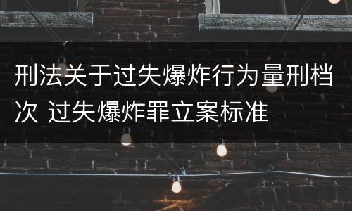 刑法关于过失爆炸行为量刑档次 过失爆炸罪立案标准