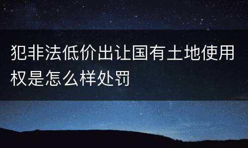 犯非法低价出让国有土地使用权是怎么样处罚
