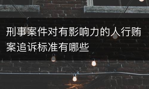 刑事案件对有影响力的人行贿案追诉标准有哪些