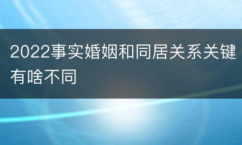 2022事实婚姻和同居关系关键有啥不同