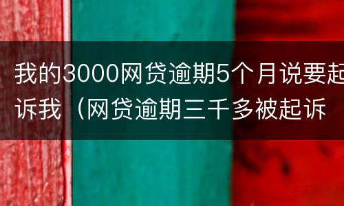 我的3000网贷逾期5个月说要起诉我（网贷逾期三千多被起诉已立案）