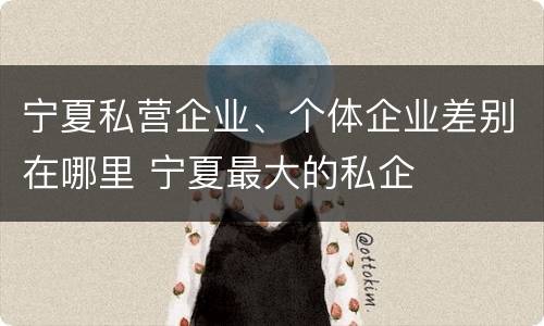 宁夏私营企业、个体企业差别在哪里 宁夏最大的私企