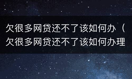 欠很多网贷还不了该如何办（欠很多网贷还不了该如何办理）