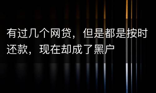 有过几个网贷，但是都是按时还款，现在却成了黑户