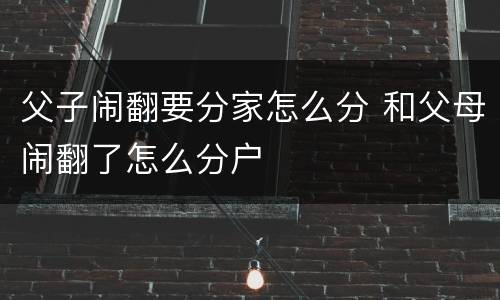 父子闹翻要分家怎么分 和父母闹翻了怎么分户
