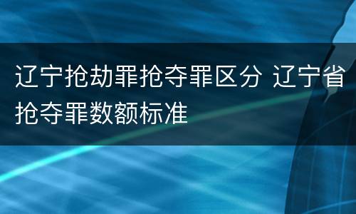 辽宁抢劫罪抢夺罪区分 辽宁省抢夺罪数额标准