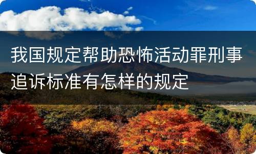 我国规定帮助恐怖活动罪刑事追诉标准有怎样的规定
