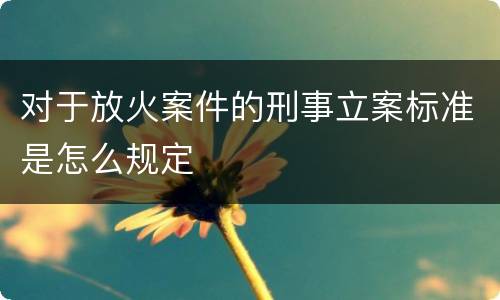 对于放火案件的刑事立案标准是怎么规定
