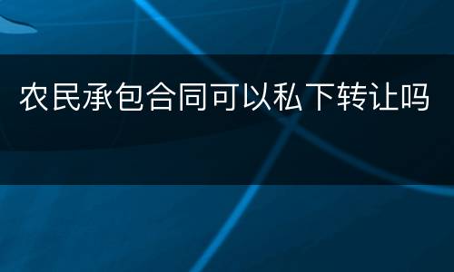 农民承包合同可以私下转让吗