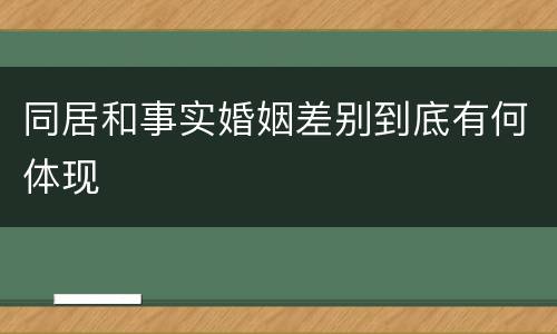 同居和事实婚姻差别到底有何体现