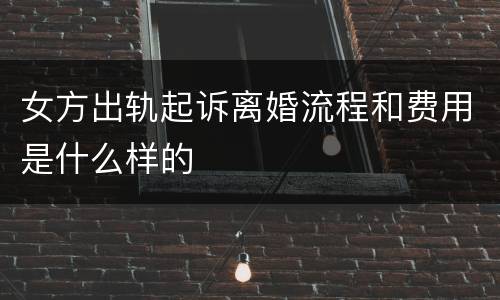 女方出轨起诉离婚流程和费用是什么样的
