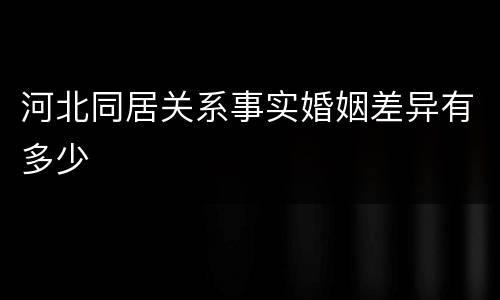 河北同居关系事实婚姻差异有多少