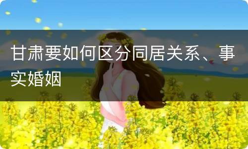甘肃要如何区分同居关系、事实婚姻