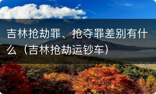 吉林抢劫罪、抢夺罪差别有什么（吉林抢劫运钞车）