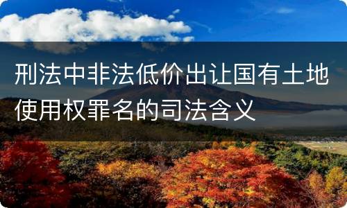 刑法中非法低价出让国有土地使用权罪名的司法含义