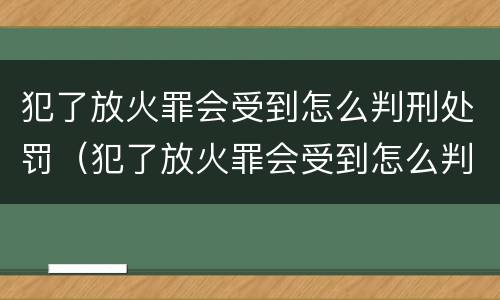 犯了放火罪会受到怎么判刑处罚（犯了放火罪会受到怎么判刑处罚吗）