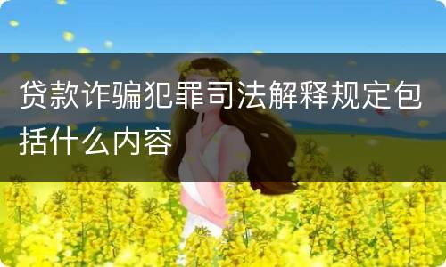 贷款诈骗犯罪司法解释规定包括什么内容
