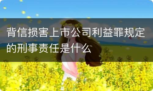背信损害上市公司利益罪规定的刑事责任是什么
