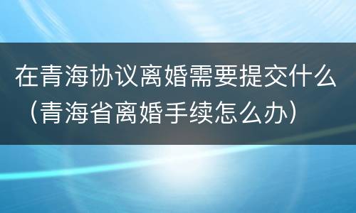 在青海协议离婚需要提交什么（青海省离婚手续怎么办）