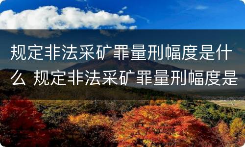 规定非法采矿罪量刑幅度是什么 规定非法采矿罪量刑幅度是什么标准