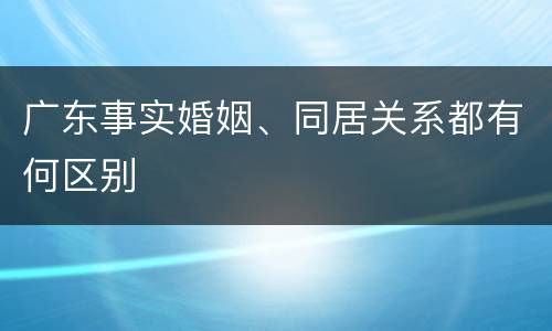 广东事实婚姻、同居关系都有何区别