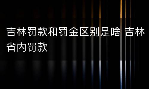 吉林罚款和罚金区别是啥 吉林省内罚款