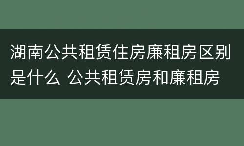 湖南公共租赁住房廉租房区别是什么 公共租赁房和廉租房