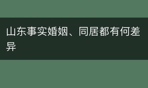 山东事实婚姻、同居都有何差异