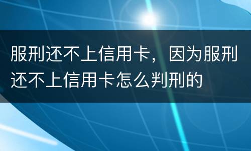 服刑还不上信用卡，因为服刑还不上信用卡怎么判刑的