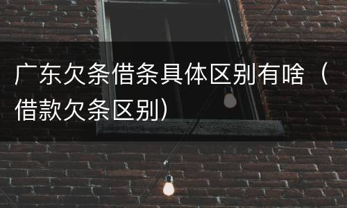 广东欠条借条具体区别有啥（借款欠条区别）
