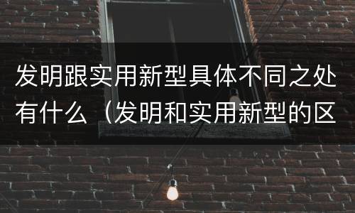 发明跟实用新型具体不同之处有什么（发明和实用新型的区别和联系有什么）