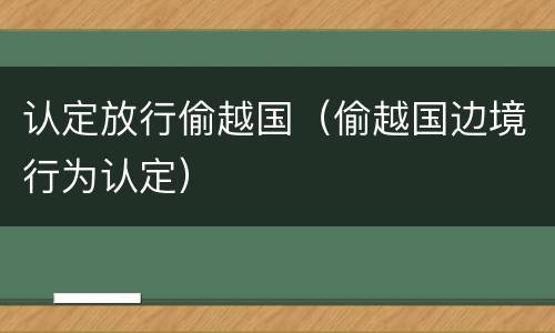 认定放行偷越国（偷越国边境行为认定）