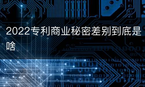 2022专利商业秘密差别到底是啥