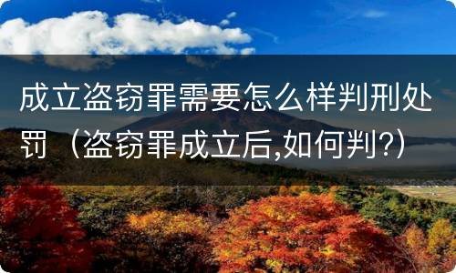 成立盗窃罪需要怎么样判刑处罚（盗窃罪成立后,如何判?）