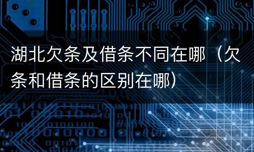 湖北欠条及借条不同在哪（欠条和借条的区别在哪）