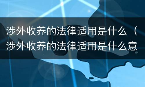 涉外收养的法律适用是什么（涉外收养的法律适用是什么意思）