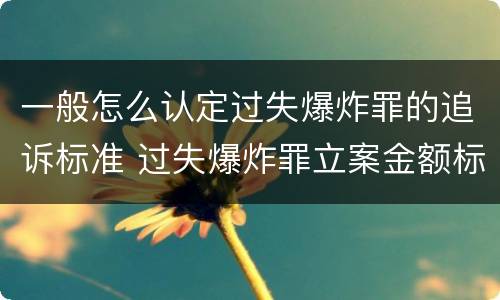 一般怎么认定过失爆炸罪的追诉标准 过失爆炸罪立案金额标准