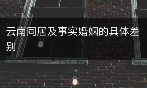 云南同居及事实婚姻的具体差别