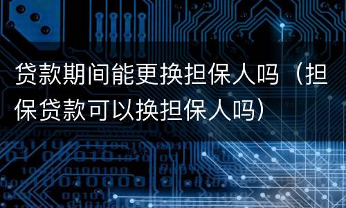 贷款期间能更换担保人吗（担保贷款可以换担保人吗）