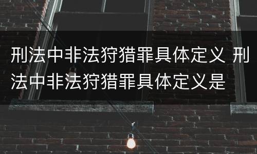 刑法中非法狩猎罪具体定义 刑法中非法狩猎罪具体定义是