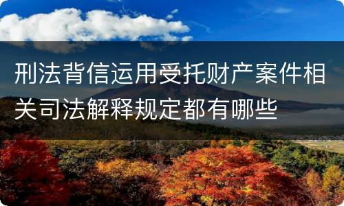 刑法背信运用受托财产案件相关司法解释规定都有哪些