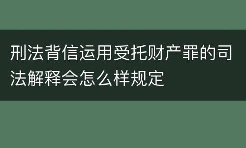刑法背信运用受托财产罪的司法解释会怎么样规定