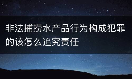 非法捕捞水产品行为构成犯罪的该怎么追究责任