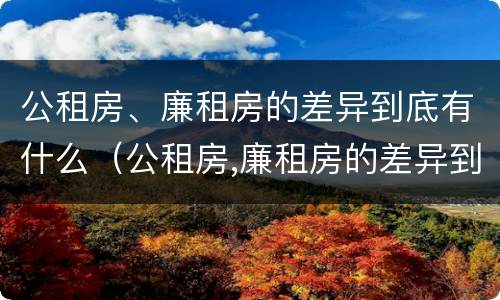 公租房、廉租房的差异到底有什么（公租房,廉租房的差异到底有什么区别）