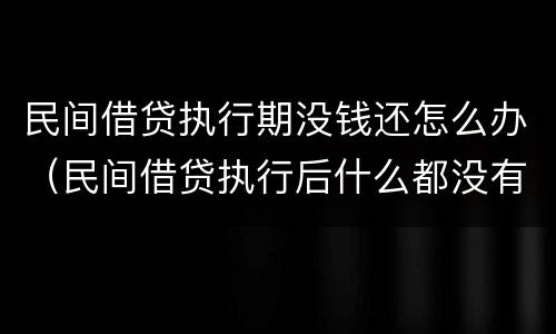 民间借贷执行期没钱还怎么办（民间借贷执行后什么都没有不还能怎样）