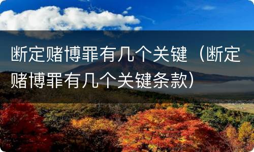 断定赌博罪有几个关键（断定赌博罪有几个关键条款）